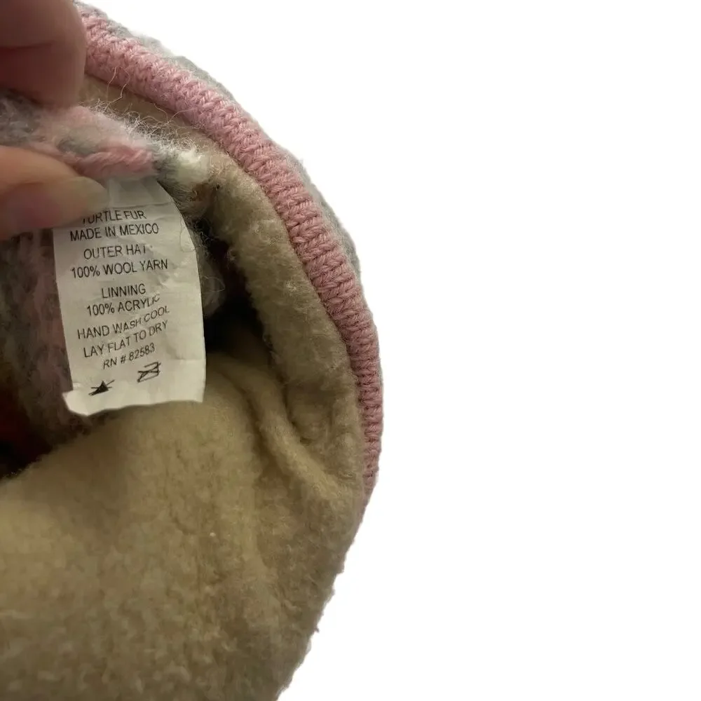 Turtle Fur Girls OS Pink Wool Yarn‎ Winter Snow Hat